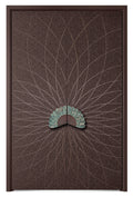 Aluminum Alloy Armored Entry Door — Peacock Fan Handle & Natural Stone Finish