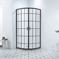 Aluminum Alloy Curved Corner Shower Enclosure — Grid Glass Arc Shower Room