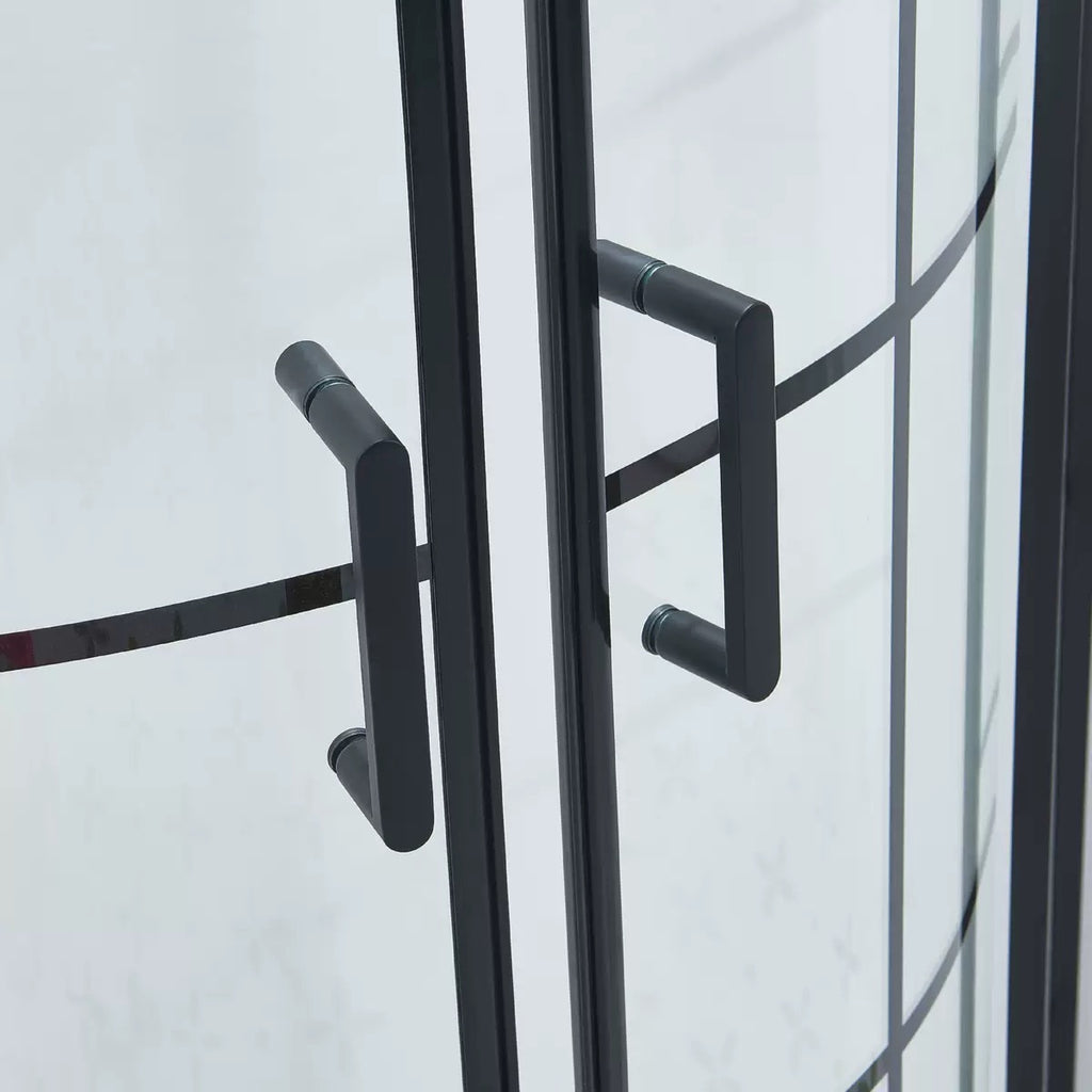Aluminum Alloy Curved Corner Shower Enclosure — Grid Glass Arc Shower Room