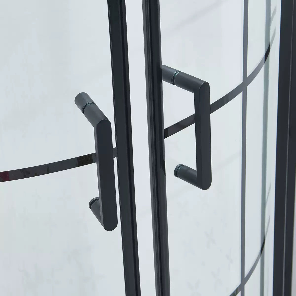 Aluminum Alloy Curved Corner Shower Enclosure — Grid Glass Arc Shower Room