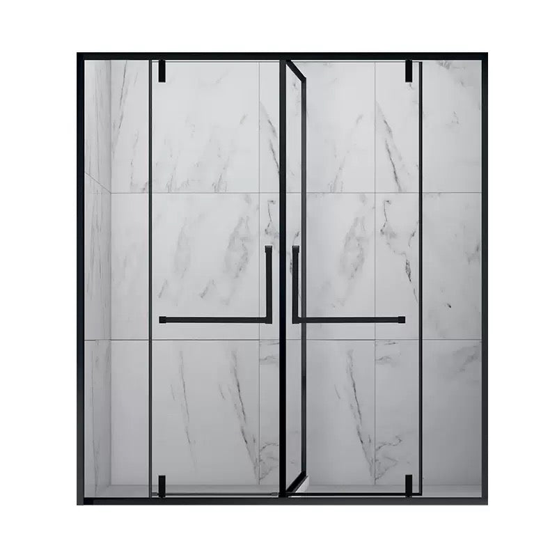 Aluminum Alloy Full-Frame Sliding Shower Enclosure — Double Door Clear Glass & Matte Black