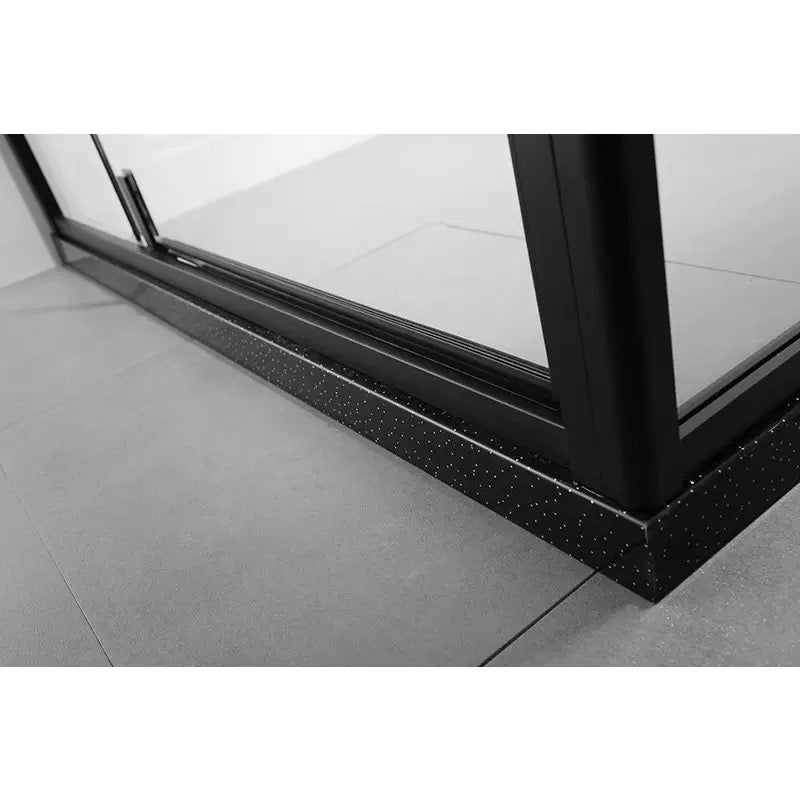 Aluminum Alloy Full-Frame Sliding Shower Enclosure — Double Door Clear Glass & Matte Black