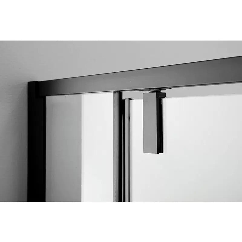 Aluminum Alloy Full-Frame Sliding Shower Enclosure — Double Door Clear Glass & Matte Black