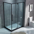 Aluminum Alloy Rectangular Corner Shower Enclosure — Sliding Door with Matte Black Frame