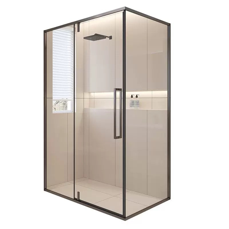 Aluminum Alloy Rectangular Corner Shower Enclosure — Sliding Door with Matte Black Frame