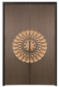 Aluminum Alloy Armored Entry Door — Geometric Medallion Handle & Fluted Panel