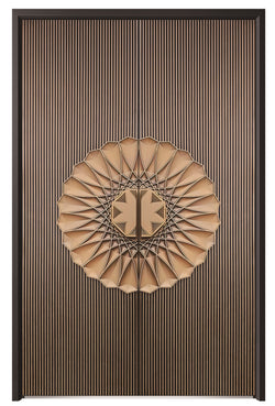 Aluminum Alloy Armored Entry Door — Geometric Medallion Handle & Fluted Panel