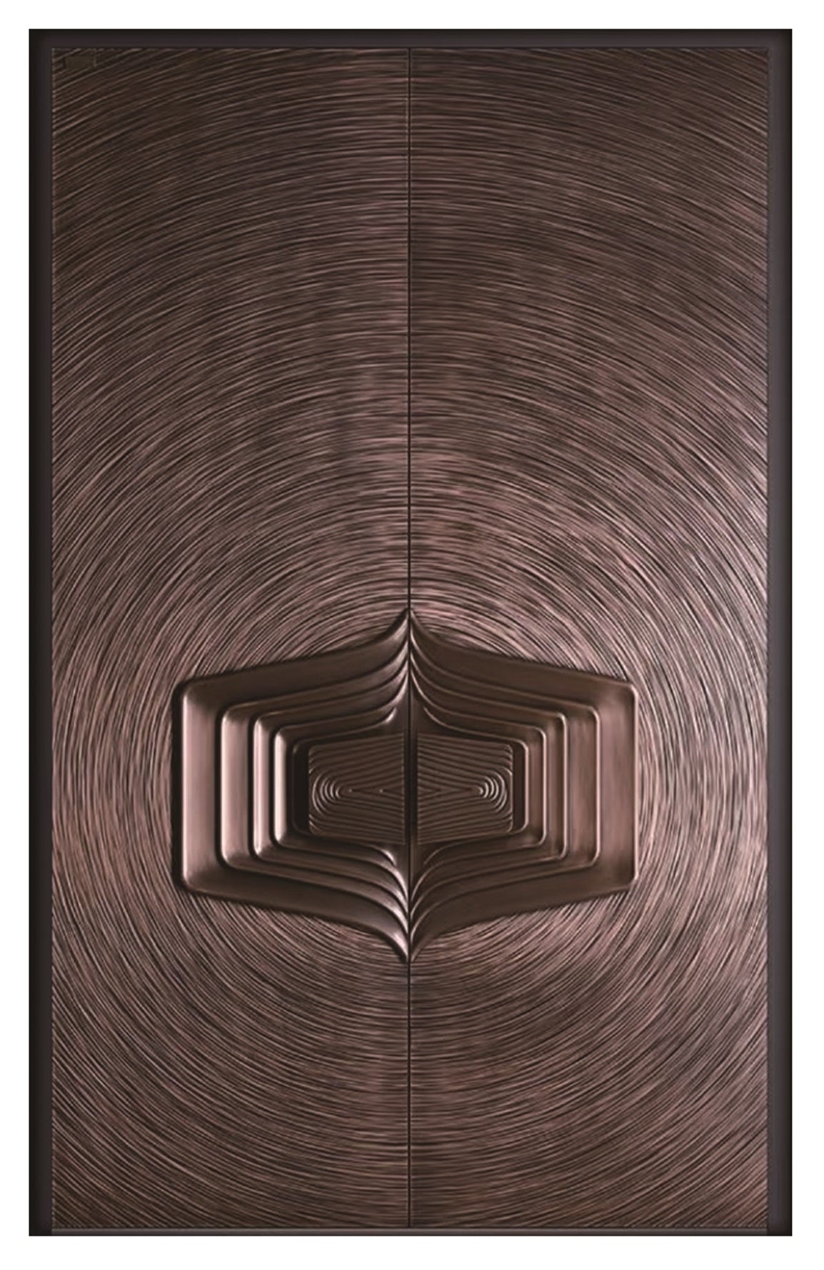 Aluminum Alloy Armored Entry Door — Layered Fret Relief Handle & Swirl Texture