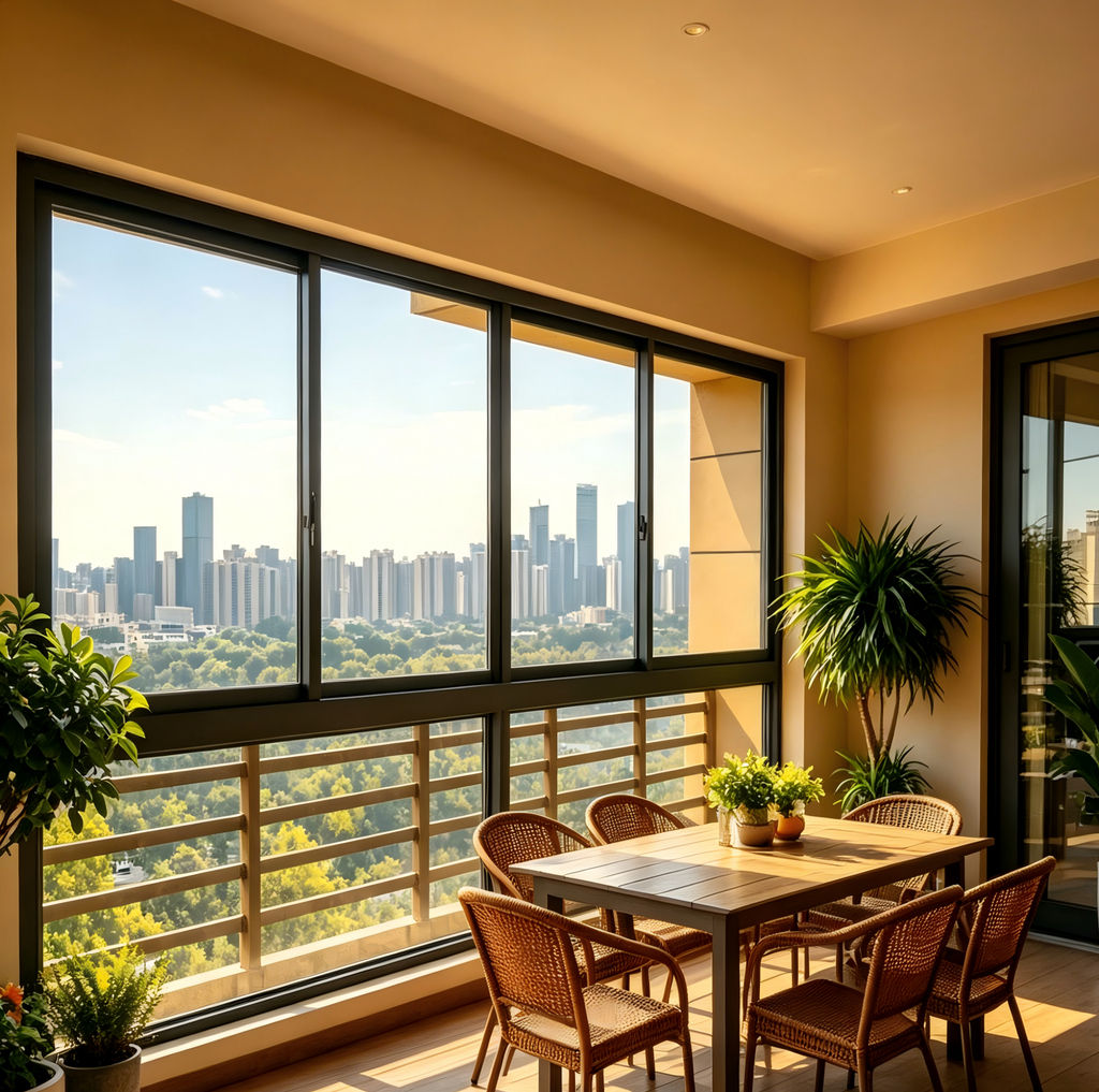 Aluminum Alloy Sliding Window — Warm Tone Balcony & Garden Series