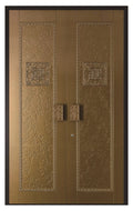 Aluminum Alloy Armored Entry Door — Chinese Classical Floral Relief & Lattice Panel
