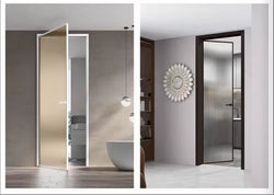 Aluminum Alloy Slim-Frame Glass Hinged Door — Reeded Glass & Minimalist Design