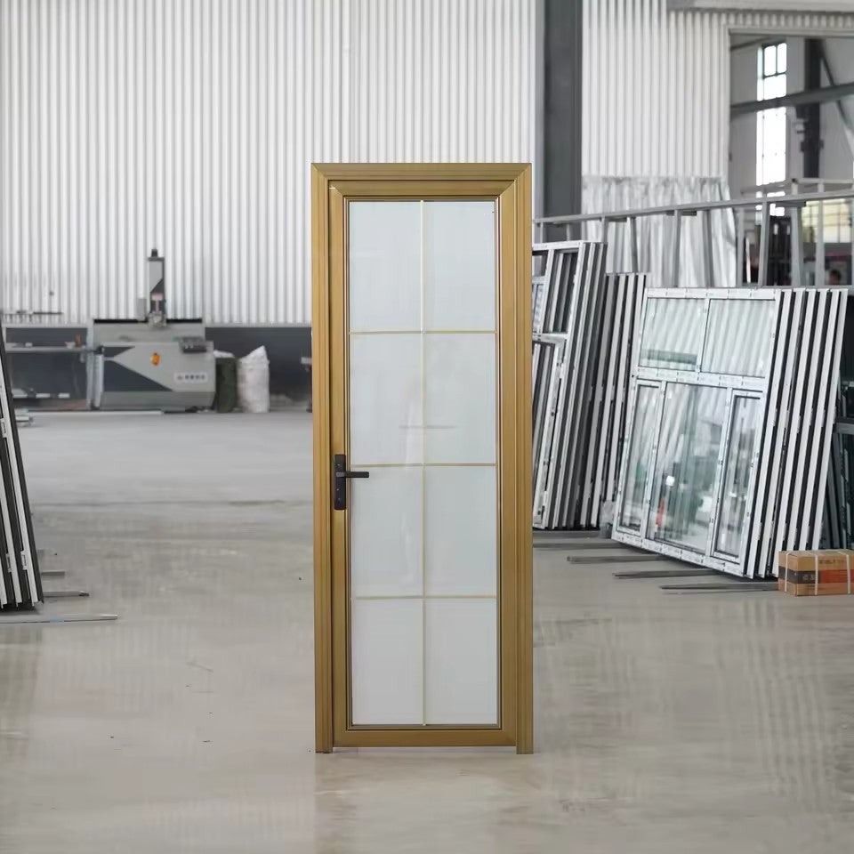 Aluminum Alloy Grid Glass Hinged Door — Frosted Pane & Multi-Finish Options