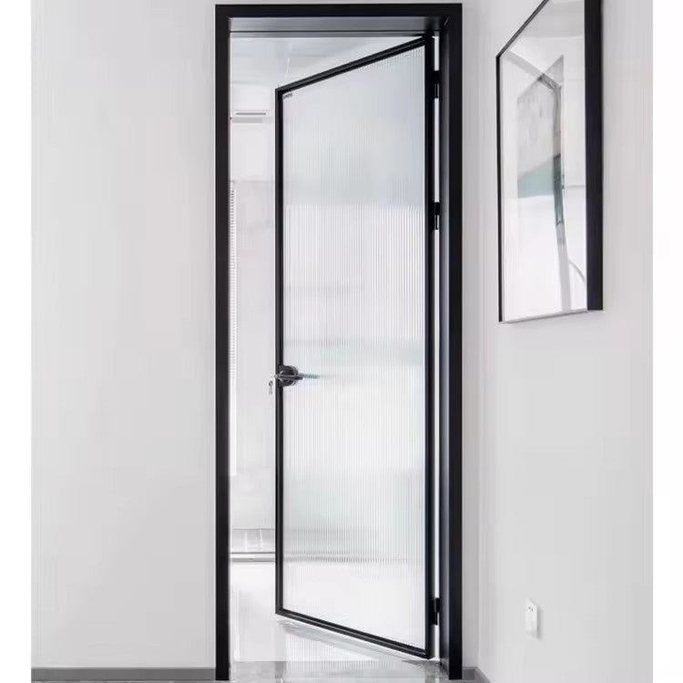 Aluminum Alloy Slim-Frame Glass Hinged Door — Reeded Glass & Minimalist Design