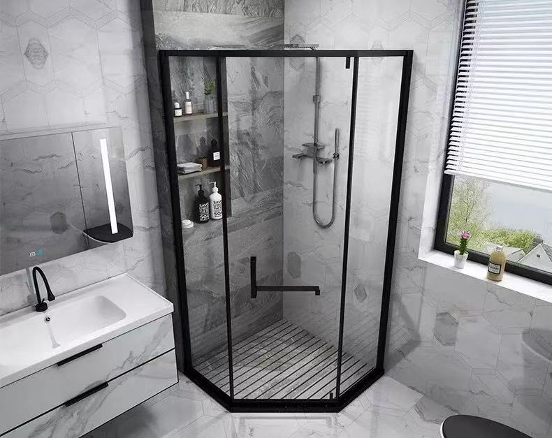 Aluminum Alloy Diamond Shower Enclosure — Pentagon Corner Shower Room