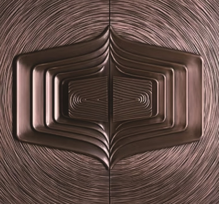 Aluminum Alloy Armored Entry Door — Layered Fret Relief Handle & Swirl Texture