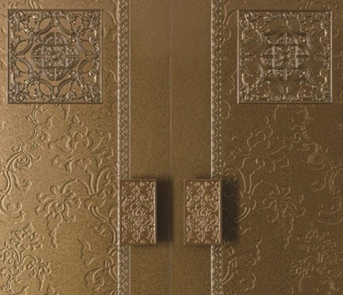 Aluminum Alloy Armored Entry Door — Chinese Classical Floral Relief & Lattice Panel